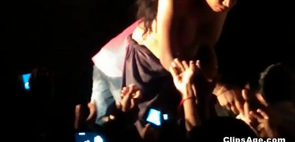  Telugu whores dancing nude on stage and allowing the crowd to feel tits